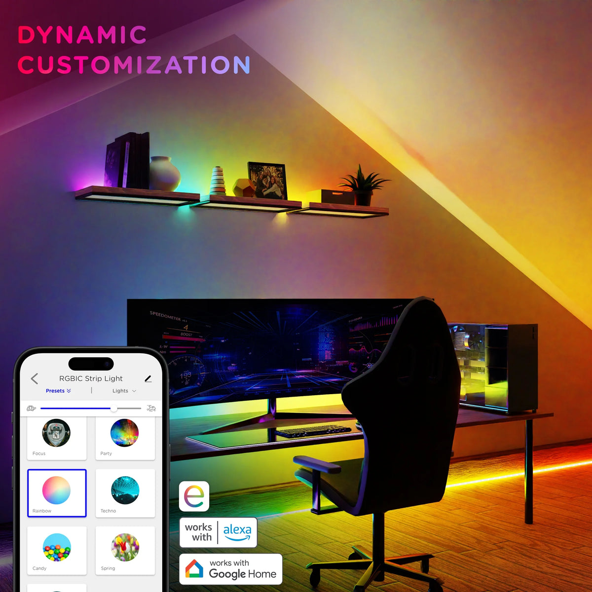 Enbrighten VIBE 10-Ft Smart RGBIC LED Light Strip – Wi-Fi App & Remote Control, Alexa & Google Home, Custom Effects, Dimmable & Cut-to-Fit