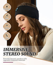 Bluetooth 5.4 Sleep Headphones Headband – Ultra-Thin Wireless Stereo Speakers, 10+ Hour Battery, Washable Sleep Mask for Side Sleepers, Travel & Workouts